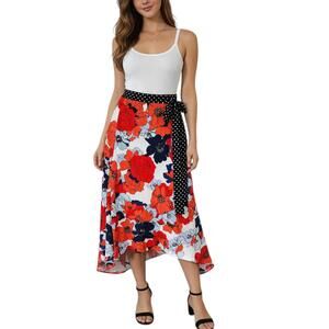Westport Floral  Wrap Skirt Floral Polka Dot L Garden Party Romantic Boho